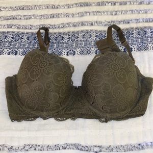 Aerie green lace lightly lined bra - size 36D.